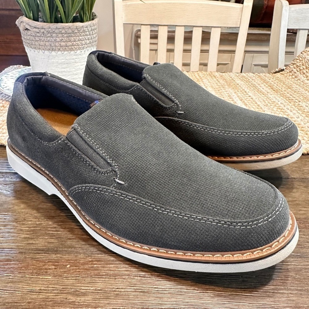 Nunn Bush Otto Suede Slip On Loafer Casual Comfort Shoes Gray Mens Size 10W